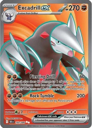 'Pokemon - 'Excadrill ex 160/086  - Holofoil SV Black Bolt - Ultra Rare