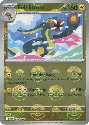 'Pokemon - 'Eelektross (Poke Ball Pattern) 032/086  - Holofoil SV Black Bolt - Uncommon