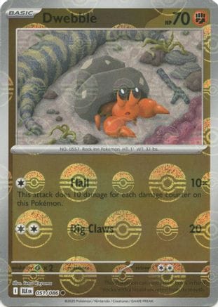 'Pokemon - 'Dwebble (Poke Ball Pattern) 051/086  - Holofoil SV Black Bolt - Common