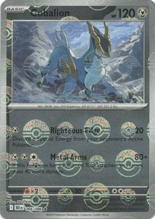 'Pokemon - 'Cobalion (Poke Ball Pattern) 066/086  - Holofoil SV Black Bolt - Rare