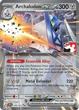 'Pokemon - 'Archaludon ex 130/191  - Holofoil Prize Pack Series Cards - Double Rare