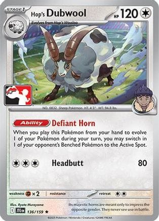 'Pokemon - 'Hop's Dubwool 136  - Holofoil Prize Pack Series Cards - Rare