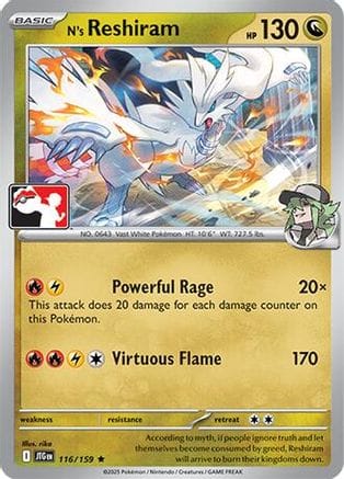 'Pokemon - 'N's Reshiram 116/159  - Holofoil Prize Pack Series Cards - Rare