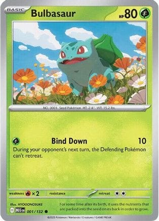 'Pokemon - 'Bulbasaur 001/132  ME01 Mega Evolution - Common