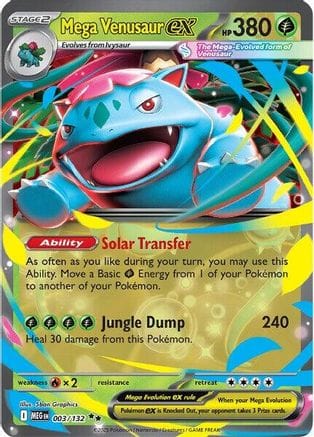 'Pokemon - 'Mega Venusaur ex 003/132  - Holofoil ME01 Mega Evolution - Double Rare