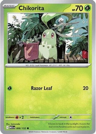'Pokemon - 'Chikorita 008/132  ME01 Mega Evolution - Common