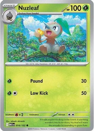 'Pokemon - 'Nuzleaf 014/132  - Reverse Holofoil ME01 Mega Evolution - Common