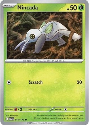 'Pokemon - 'Nincada 016/132  - Reverse Holofoil ME01 Mega Evolution - Common