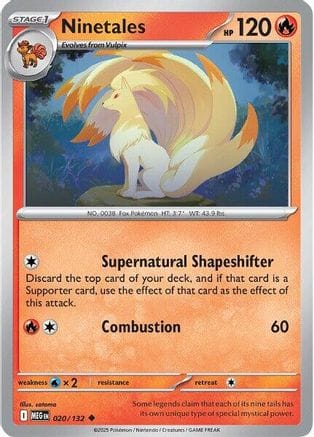 'Pokemon - 'Ninetales 020/132  ME01 Mega Evolution - Uncommon
