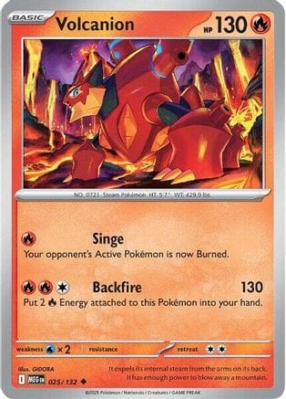 'Pokemon - 'Volcanion 025/132  ME01 Mega Evolution - Uncommon