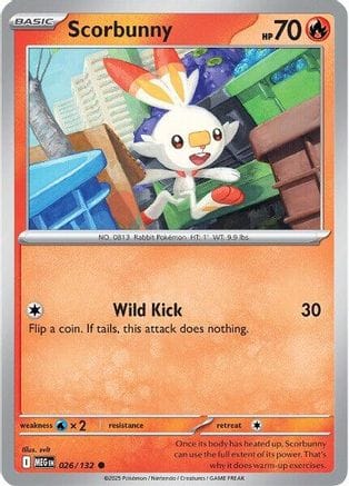 'Pokemon - 'Scorbunny 026/132  ME01 Mega Evolution - Common