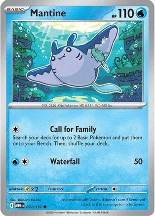 'Pokemon - 'Mantine 032/132  - Reverse Holofoil ME01 Mega Evolution - Common