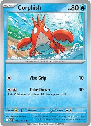 'Pokemon - 'Corphish 033/132  - Reverse Holofoil ME01 Mega Evolution - Common