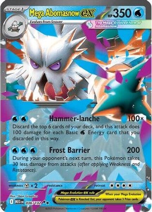 'Pokemon - 'Mega Abomasnow ex 036/132  - Holofoil ME01 Mega Evolution - Double Rare