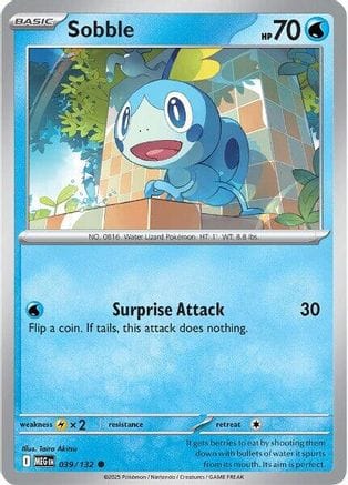 'Pokemon - 'Sobble 039/132  - Reverse Holofoil ME01 Mega Evolution - Common