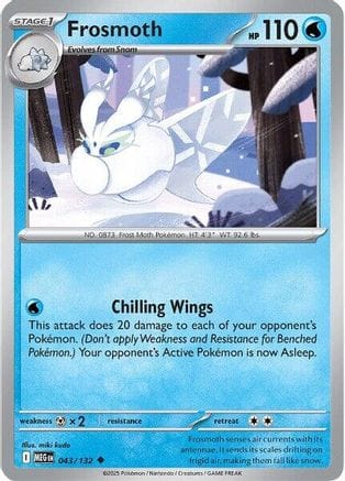 'Pokemon - 'Frosmoth 043/132  - Reverse Holofoil ME01 Mega Evolution - Uncommon