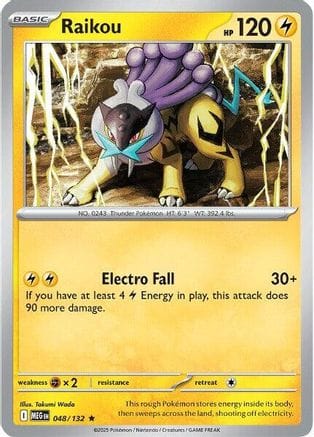 'Pokemon - 'Raikou 048/132  - Reverse Holofoil ME01 Mega Evolution - Rare
