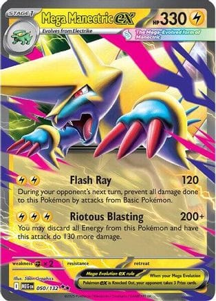 'Pokemon - 'Mega Manectric ex 050/132  - Holofoil ME01 Mega Evolution - Double Rare