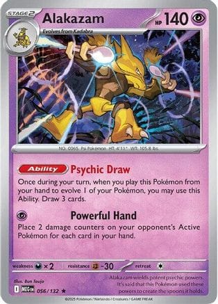 'Pokemon - 'Alakazam 056/132  - Holofoil ME01 Mega Evolution - Rare