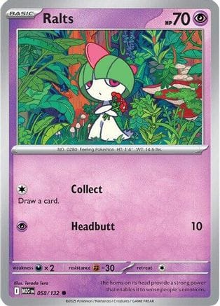 'Pokemon - 'Ralts 058/132  - Reverse Holofoil ME01 Mega Evolution - Common