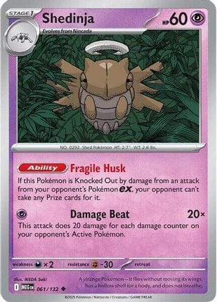 'Pokemon - 'Shedinja 061/132  - Reverse Holofoil ME01 Mega Evolution - Uncommon