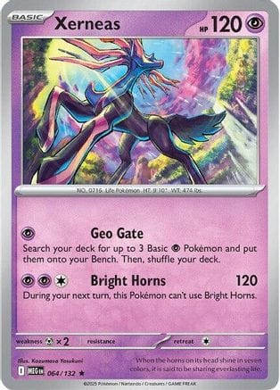 'Pokemon - 'Xerneas 064/132  - Reverse Holofoil ME01 Mega Evolution - Rare