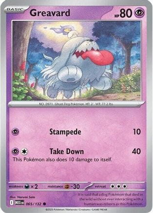 'Pokemon - 'Greavard 065/132  - Reverse Holofoil ME01 Mega Evolution - Common