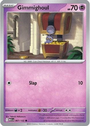 'Pokemon - 'Gimmighoul 067/132  - Reverse Holofoil ME01 Mega Evolution - Common