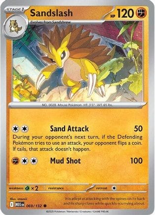 'Pokemon - 'Sandslash 069/132  - Reverse Holofoil ME01 Mega Evolution - Common