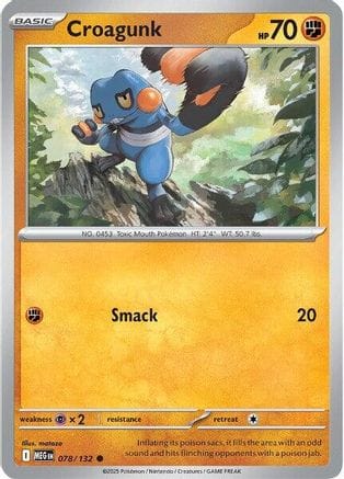 'Pokemon - 'Croagunk 078/132  - Reverse Holofoil ME01 Mega Evolution - Common