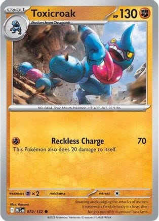 'Pokemon - 'Toxicroak 079/132  - Reverse Holofoil ME01 Mega Evolution - Common