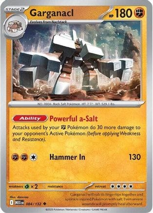 'Pokemon - 'Garganacl 084/132  ME01 Mega Evolution - Uncommon