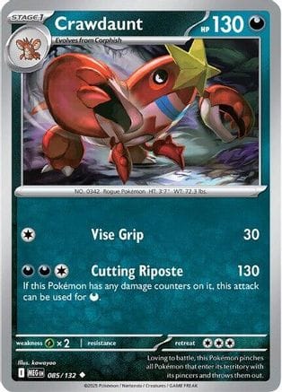'Pokemon - 'Crawdaunt 085/132  ME01 Mega Evolution - Uncommon
