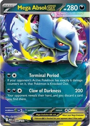'Pokemon - 'Mega Absol ex 086/132  - Holofoil ME01 Mega Evolution - Double Rare
