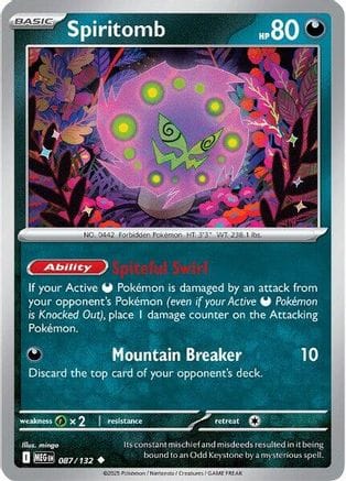 'Pokemon - 'Spiritomb 087/132  - Reverse Holofoil ME01 Mega Evolution - Uncommon