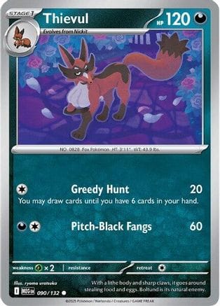 'Pokemon - 'Thievul 090/132  ME01 Mega Evolution - Common