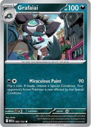 'Pokemon - 'Grafaiai 092/132  - Reverse Holofoil ME01 Mega Evolution - Common
