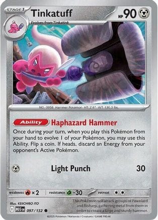 'Pokemon - 'Tinkatuff 097/132  ME01 Mega Evolution - Common