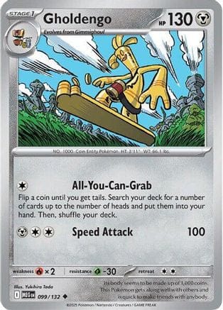 'Pokemon - 'Gholdengo 099/132  - Reverse Holofoil ME01 Mega Evolution - Uncommon