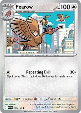 'Pokemon - 'Fearow 103/132  ME01 Mega Evolution - Common