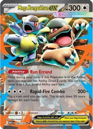 'Pokemon - 'Mega Kangaskhan ex 104/132  - Holofoil ME01 Mega Evolution - Double Rare