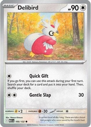 'Pokemon - 'Delibird 105/132  - Reverse Holofoil ME01 Mega Evolution - Common