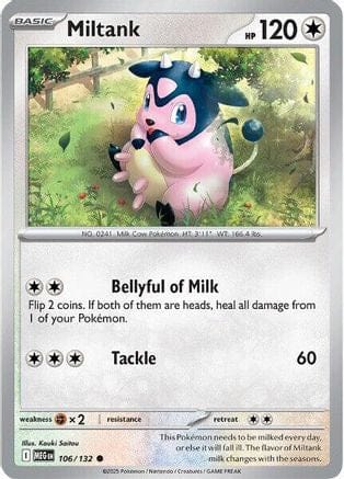 'Pokemon - 'Miltank 106/132  - Reverse Holofoil ME01 Mega Evolution - Common