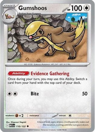 'Pokemon - 'Gumshoos 110/132  ME01 Mega Evolution - Uncommon