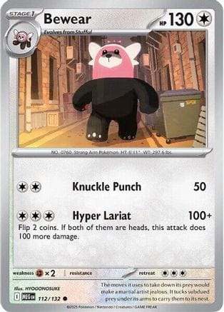 'Pokemon - 'Bewear 112/132  - Reverse Holofoil ME01 Mega Evolution - Common
