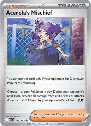 'Pokemon - 'Acerola's Mischief 113/132  - Reverse Holofoil ME01 Mega Evolution - Uncommon