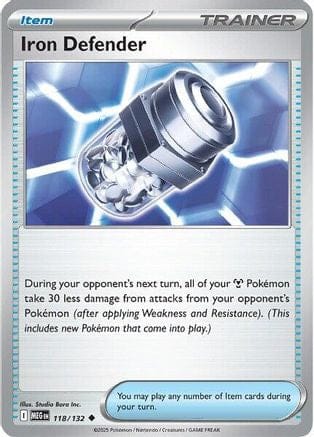 'Pokemon - 'Iron Defender 118/132  - Reverse Holofoil ME01 Mega Evolution - Uncommon