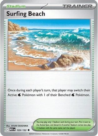 'Pokemon - 'Surfing Beach 129/132  - Reverse Holofoil ME01 Mega Evolution - Uncommon