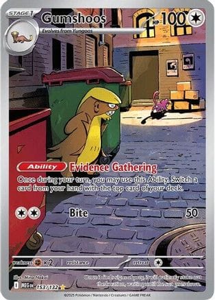 'Pokemon - 'Gumshoos 153/132  - Holofoil ME01 Mega Evolution - Illustration Rare