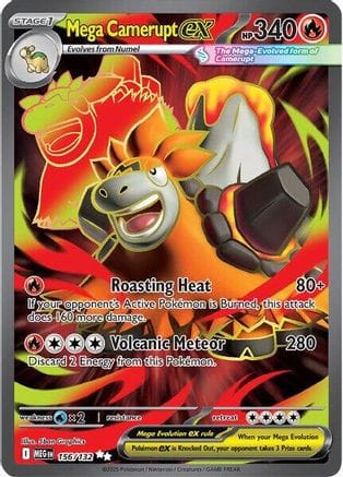 'Pokemon - 'Mega Camerupt ex 156/132  - Holofoil ME01 Mega Evolution - Ultra Rare